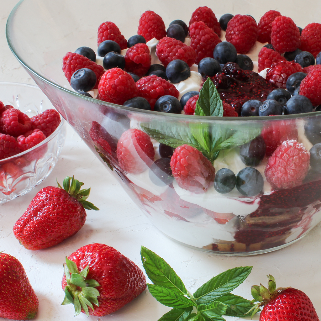 Triple berry yogurt trifle (paleo & vegan)