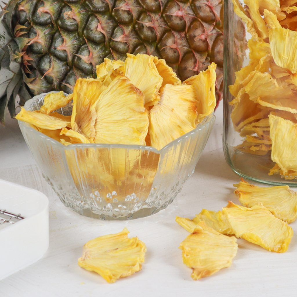 Drying fresh pineapple in a dehydrator is easy