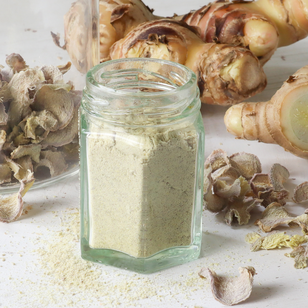 Dehydrate ginger root and make ginger powder