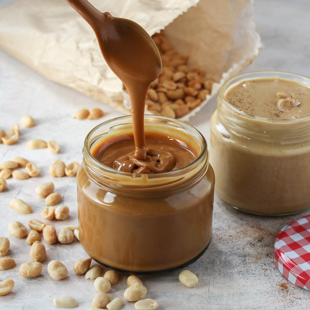 Great Homemade Peanut Butter – crunchy & smooth.