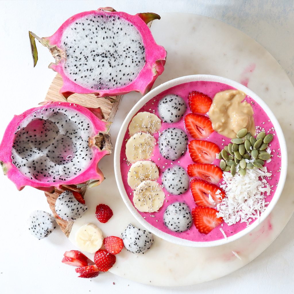 Pitaya (dragon fruit) smoothie bowl